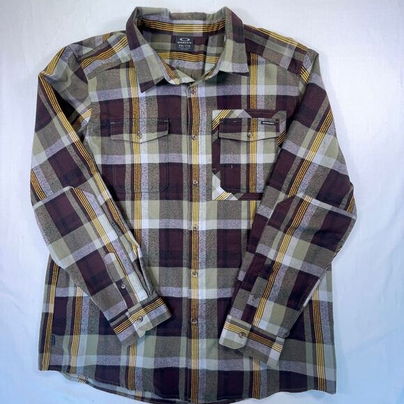 Oakley Multicolor Long Sleeve Pockets Flannel Plaid Button Up Shirt Size 2XL - Picture 1 of 11